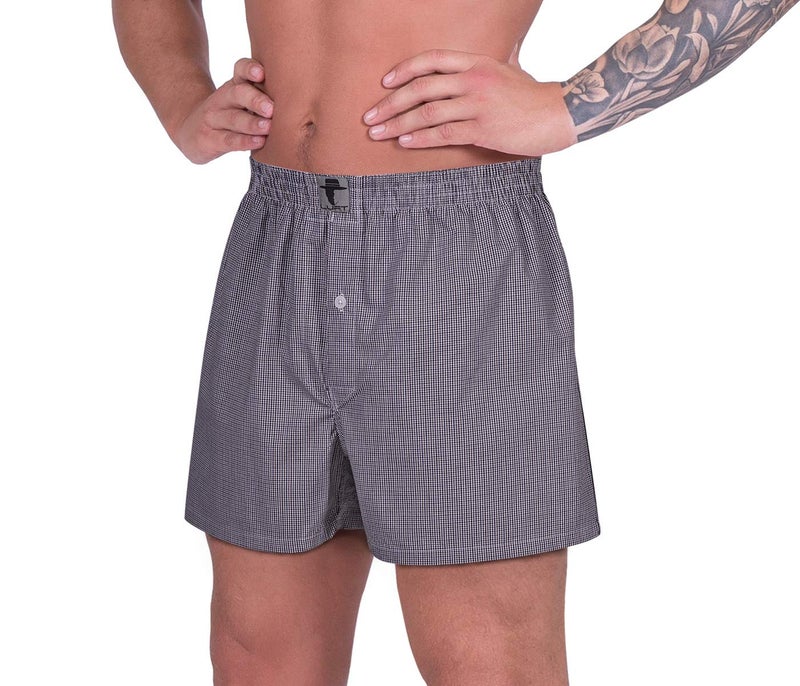LUFT Mens Two Pack Cotton Checked Print Design Waistband Comfy Ultimate Soft Rise Lightweight Underwear Fine Durable Stretch Fit Boys Boxer Shorts, Red & Brown Medium 2 Pack Count - Image 2